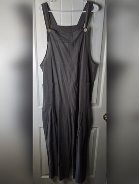 Wide-Leg Cotton Overalls in Charcoal Gray NWOT XL ❤️